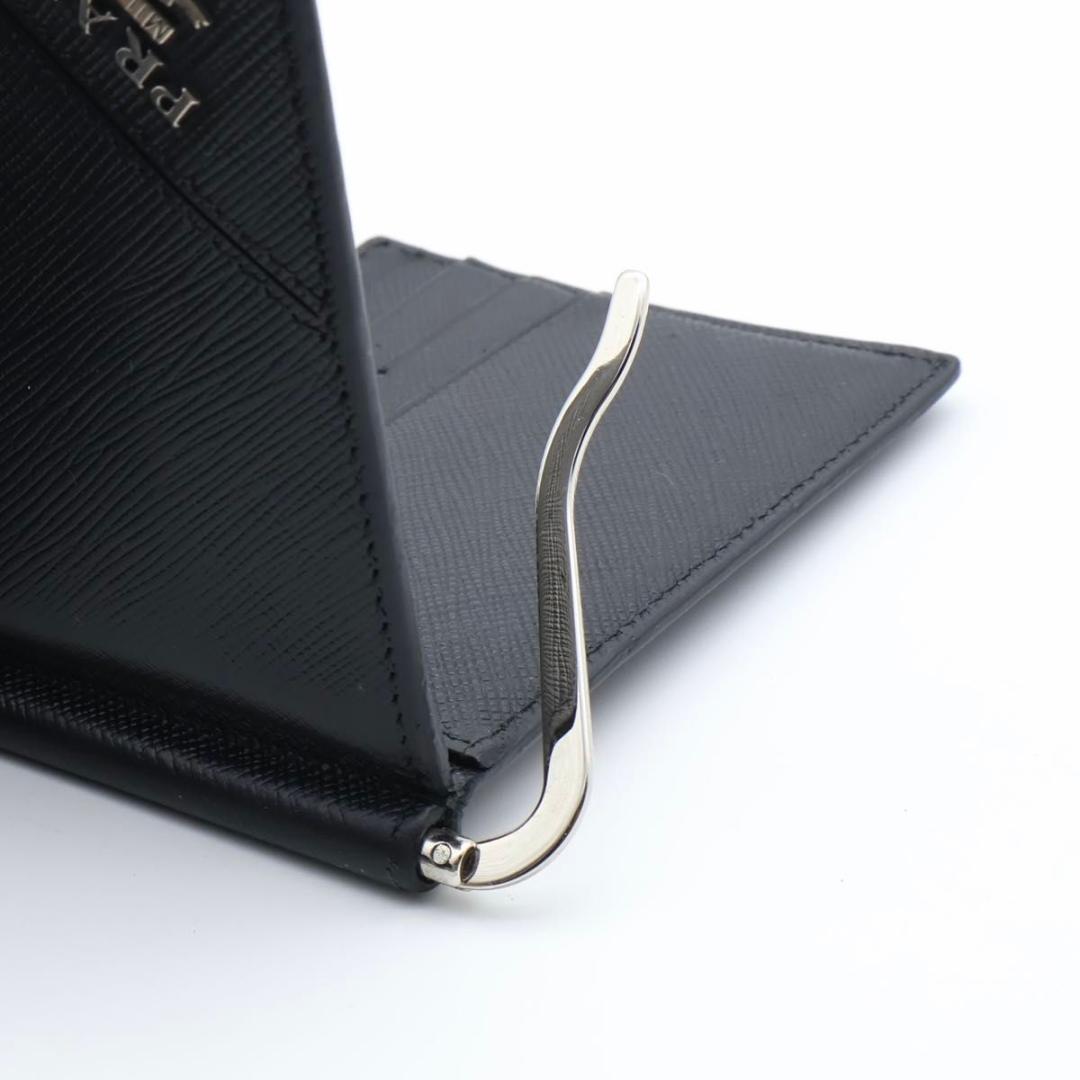 【極美品】PRADA マネークリップ　メタルロゴ　サフィアーノレザー　黒