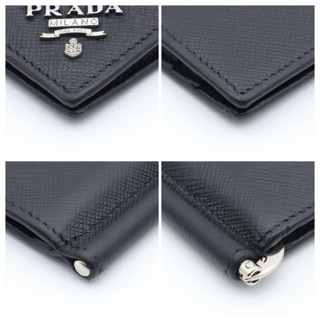 【極美品】PRADA マネークリップ　メタルロゴ　サフィアーノレザー　黒