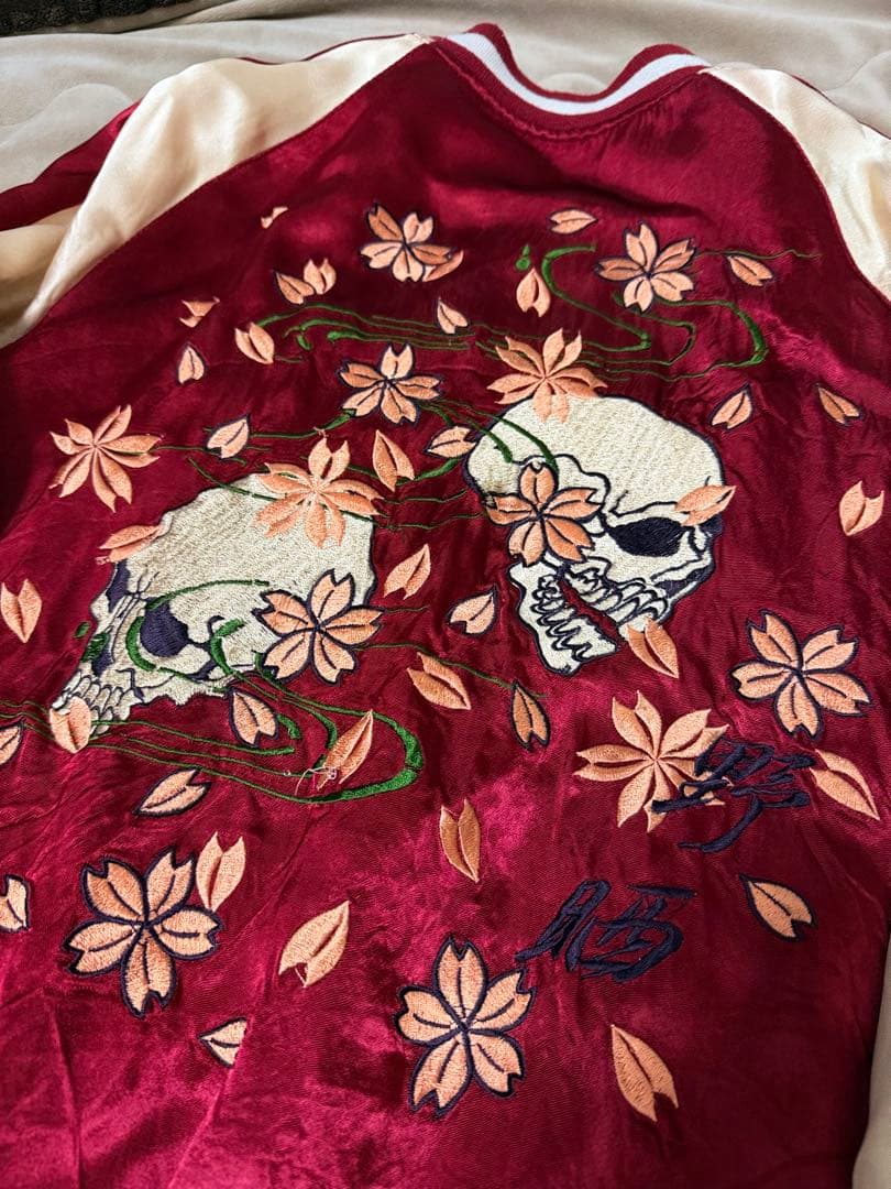 ２面用 Pin-Ball スカル 桜 日本限定スカジャン vintageレーヨン