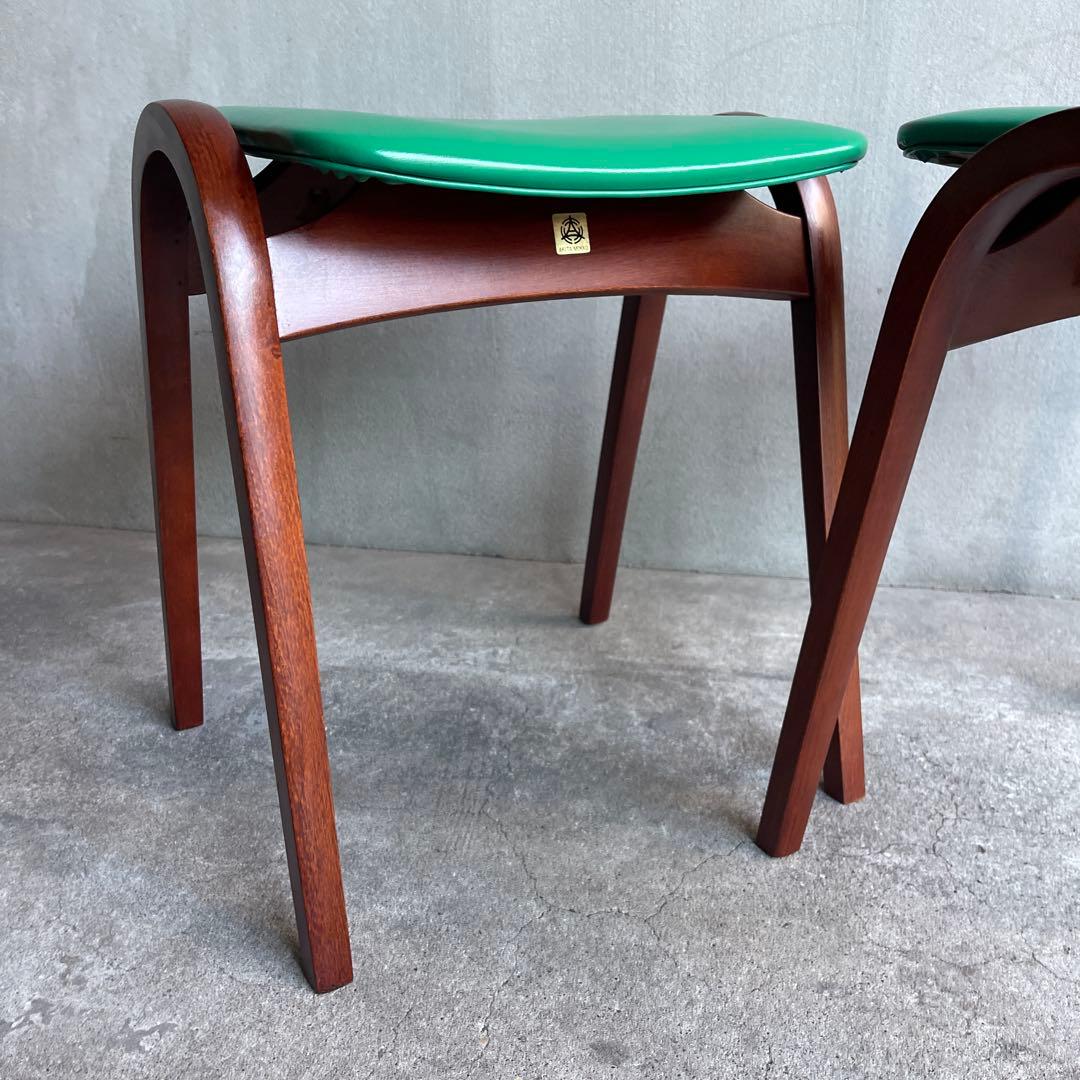 美品　秋田木工　スタッキング スツール 剣持勇　2脚
