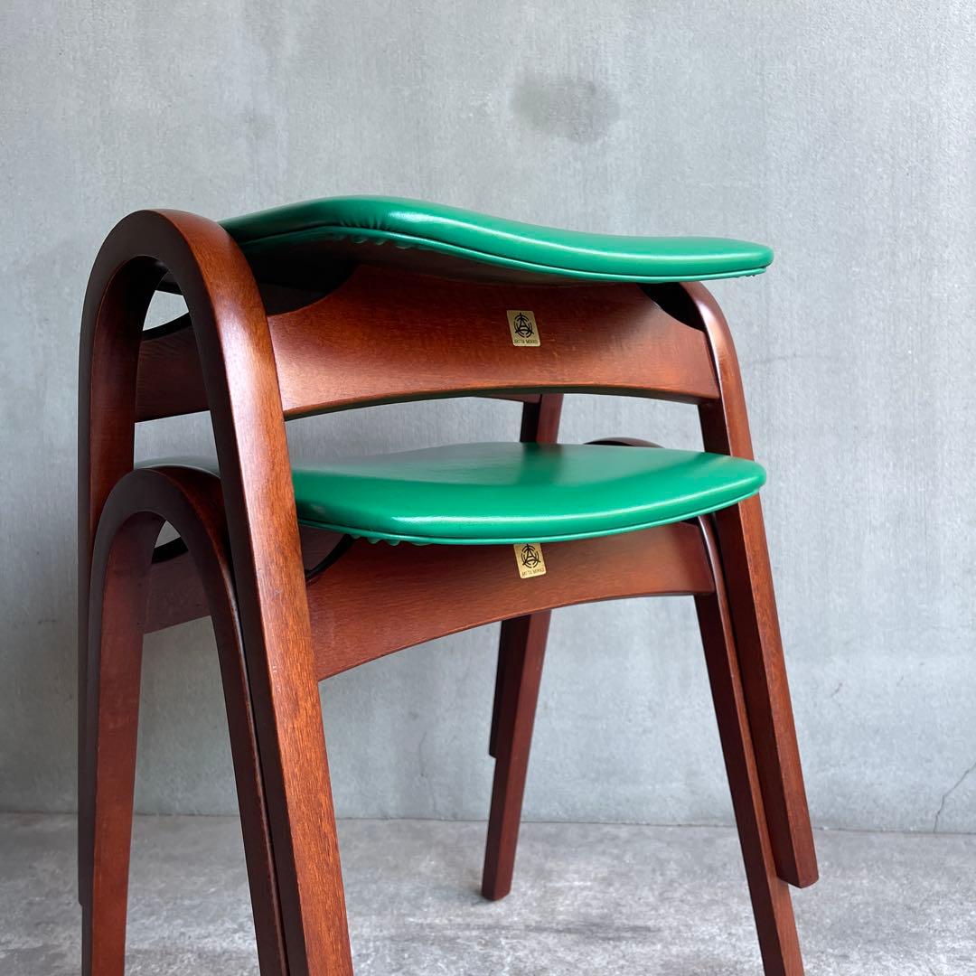 美品　秋田木工　スタッキング スツール 剣持勇　2脚