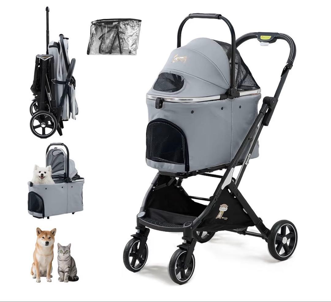 【最新自立型】ペットカート 4 輪 折り畳み分離型 組立簡単取り外し可能