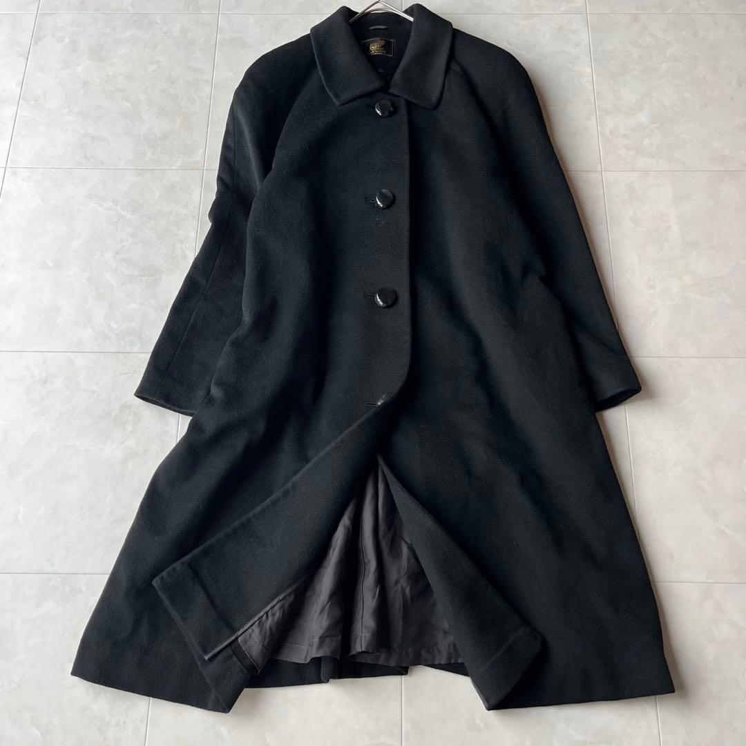 美品✨ 最高級カシミヤ100% ロングコート 上質ブラック 黒 9号　M
