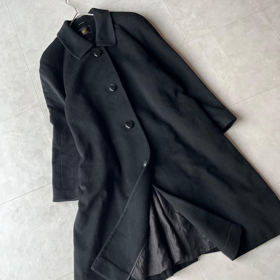 美品✨ 最高級カシミヤ100% ロングコート 上質ブラック 黒 9号　M
