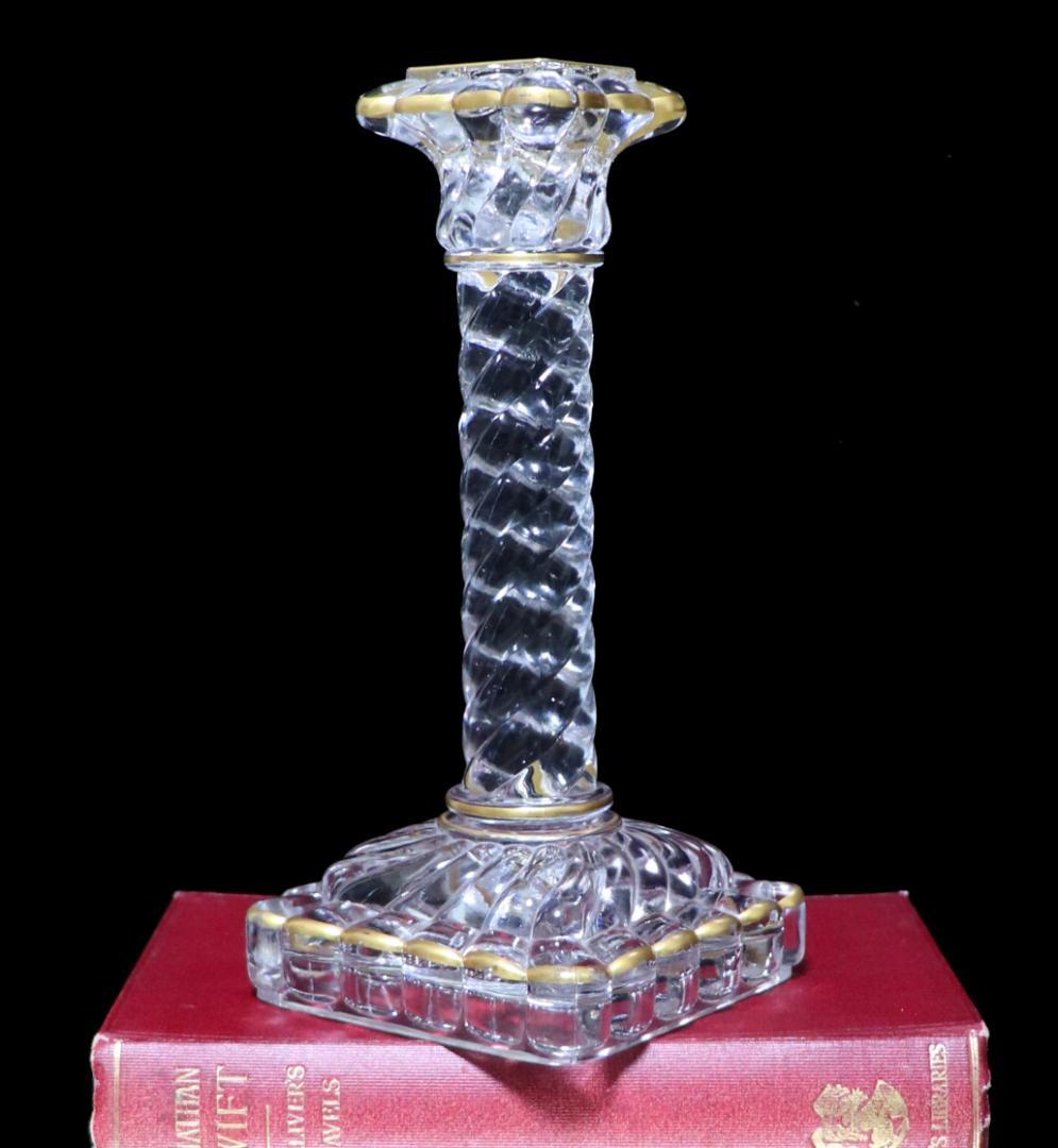 オールド・バカラ レア型 刻印有 金縁 大型 キャンドルホルダー 蝋燭立て