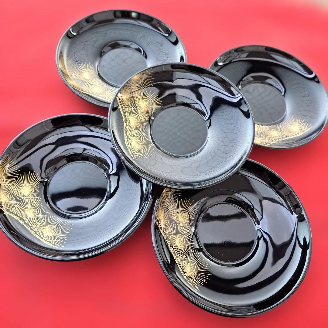 【輪島塗　老舗大雅堂　おもてなし揃】布着本堅地　枝松沈金　鏡面　黒塗　長期保管品