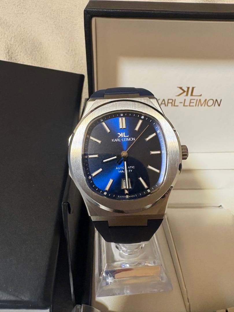 カルレイモン KARL-LEIMON マジェスティ 自動巻 青 ラバーベルト付