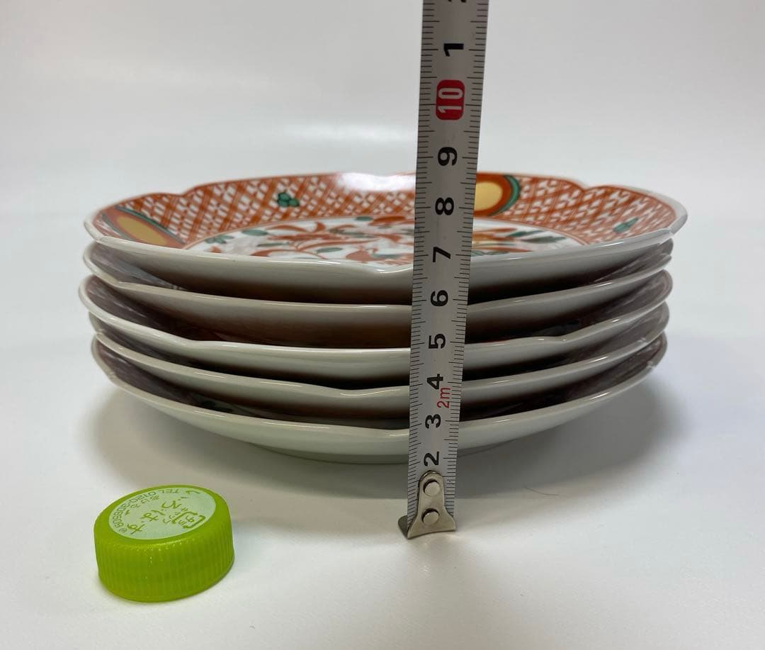たち吉　花鳥　呉須　赤絵　金彩　丸　中皿　5枚セット　丸紋 初節句　【希少品】