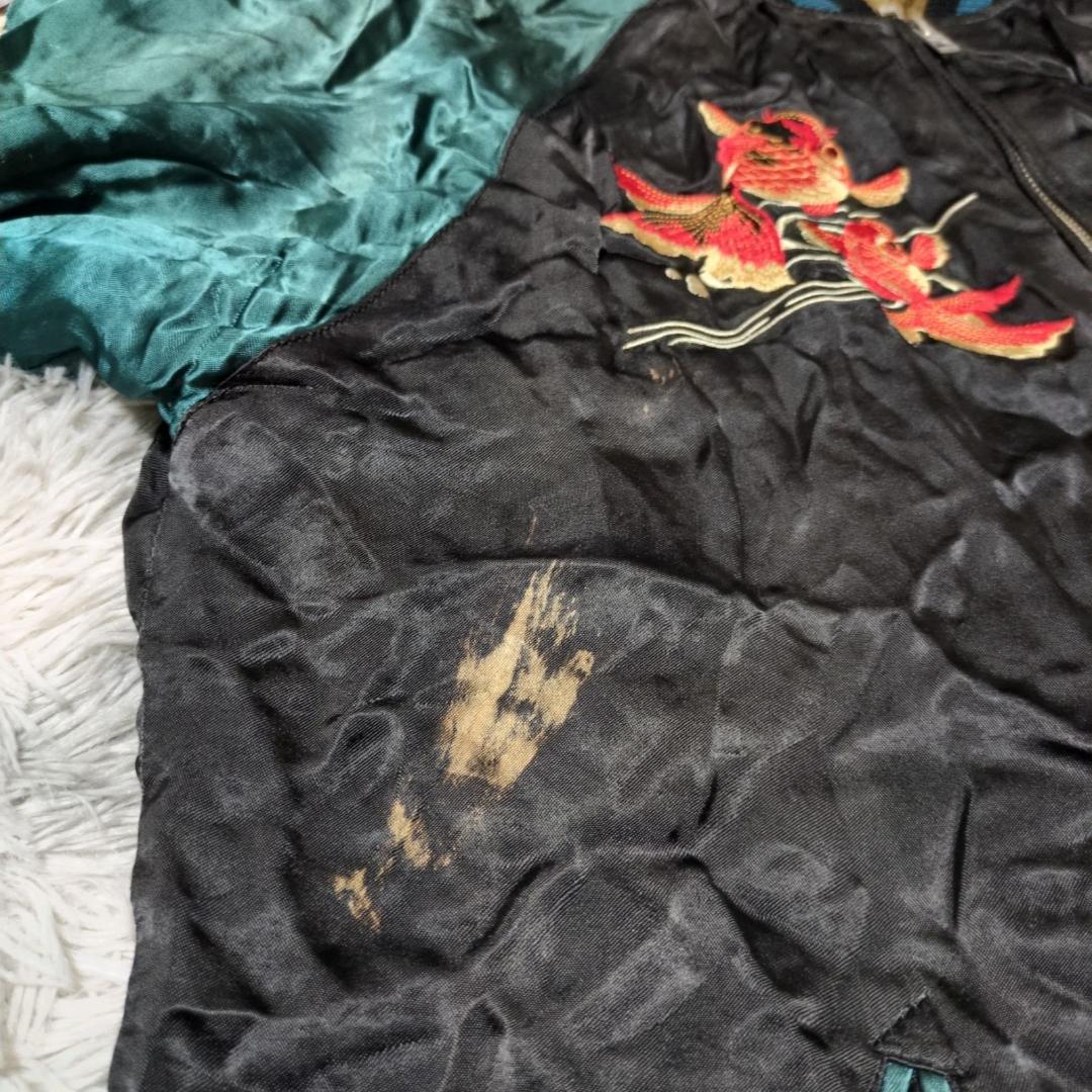 【花旅楽団】XL☆和柄スカジャン☆桜金魚鉢柄☆刺繍☆リバーシブル