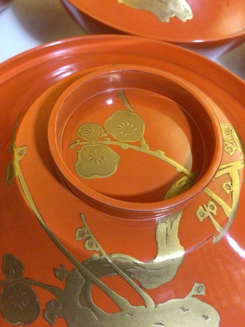 木製 蒔絵入り吸物椀10客 蓋の内側にも蒔絵