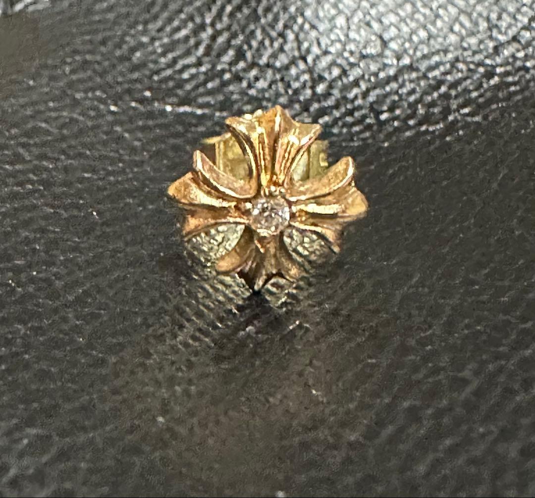 22k 1Pダイヤ クロス プラススタッドピアス パヴェダイヤ