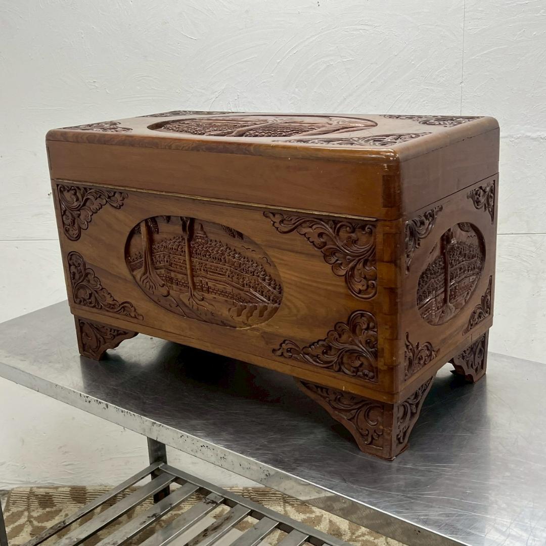 楠材つづら アンティーク 収納ボックス 木製 彫刻 収納箱 W800