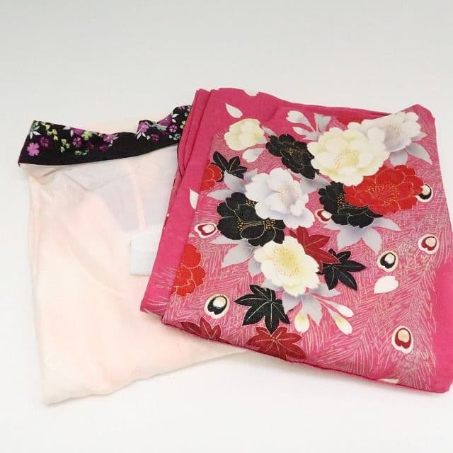 ｍ2182＊美品 正絹 牡丹 刺繍 トール 手縫い仕立て 振袖・襦袢2点セット