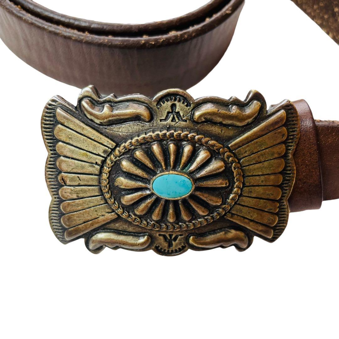 ポロラルフローレン インディアン ターコイズ レザーベルト ビンテージ