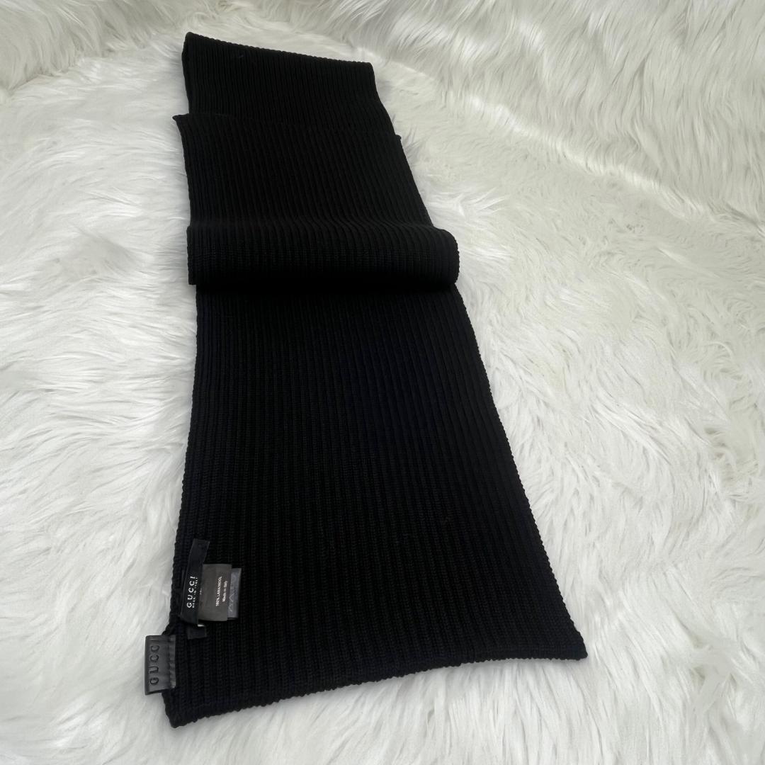グッチ　GUCCI 極美品　ウール マフラー　イタリア製　ブラック
