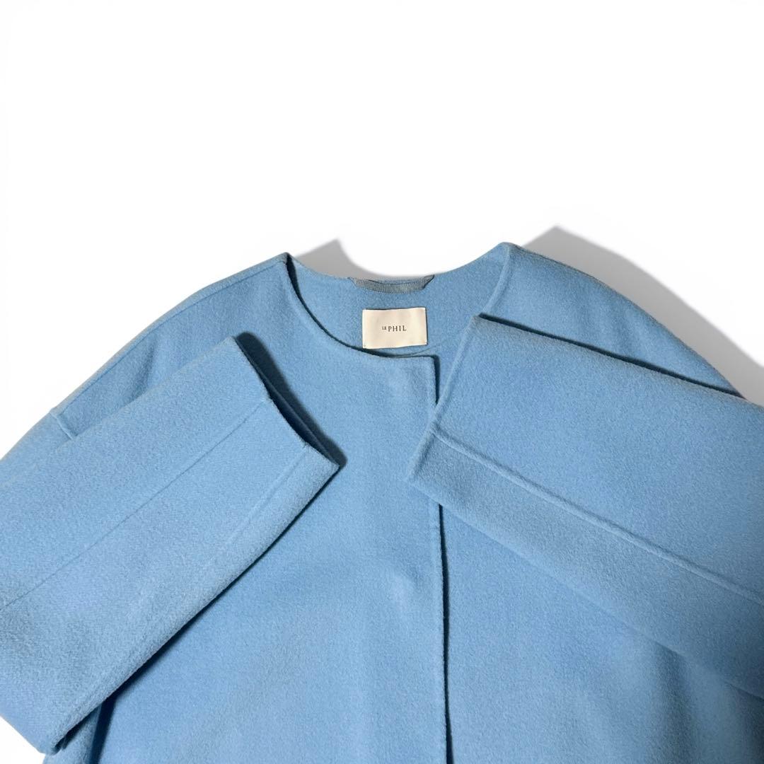 極美品✨️定価7.5万　ルフィル　ストール付きソフトウールリバーノーカラーコート﻿