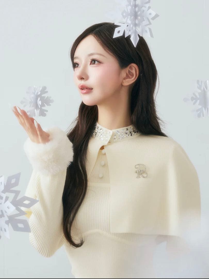 Darich ダーリッチ ビジューケープニットミニワンピース FLサイズ