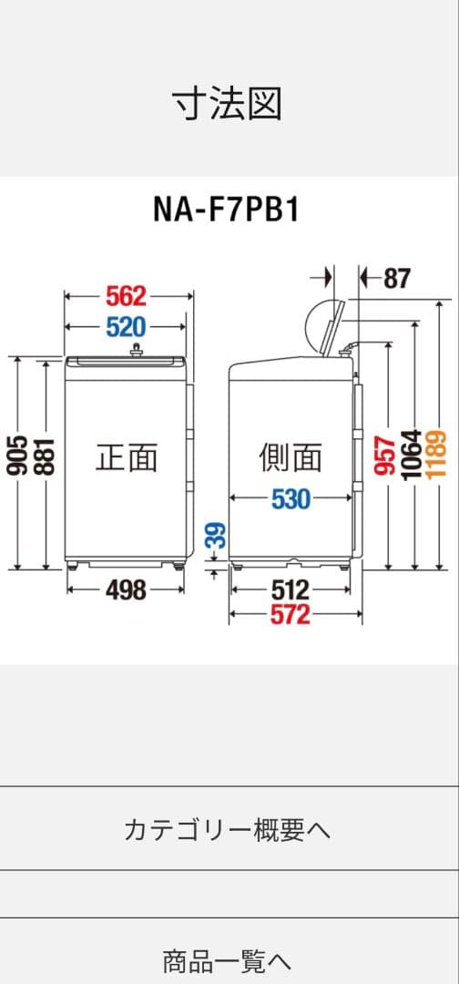 Panasonic／７キロ／NA-F7PB1／２０２２年／洗濯機