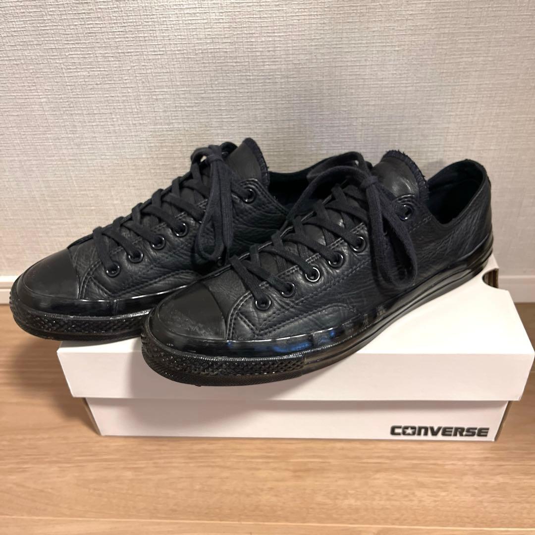【良品】コンバース CT70 LEATHER BLACK LOW ブラック 28