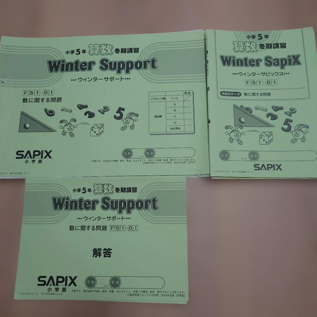 SAPIX 小5 書込み少 デイリーサピックス 季節講習 デイリーチェック 他