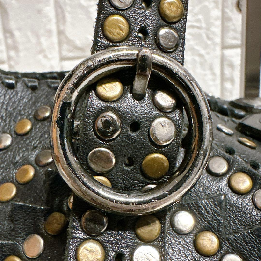 希少 ジャマンピュエッシュ トートバッグ オールレザー スタッズ ブラック A4