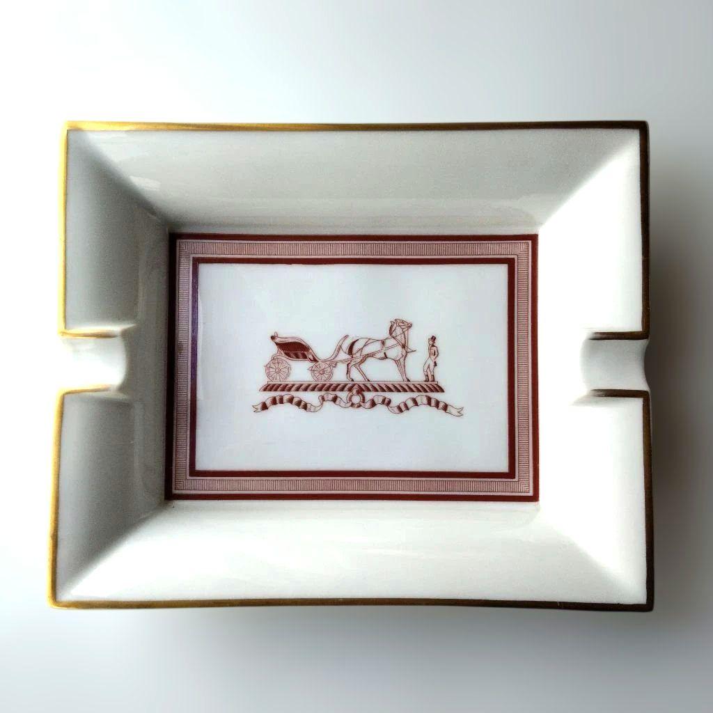 HERMES　エルメス　アッシュトレイ　スクエアプレート　 陶器製灰皿 馬車