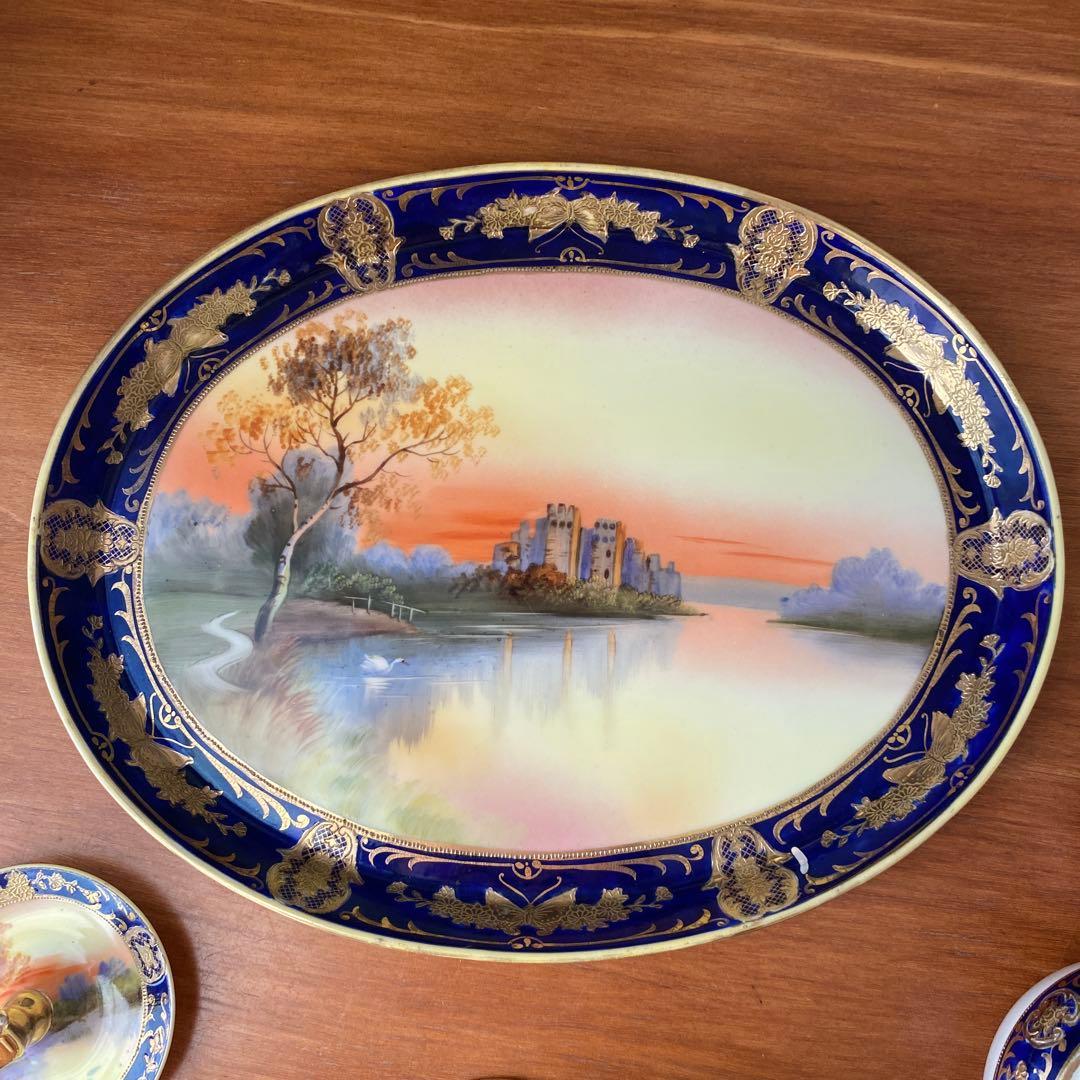 オールドノリタケ　湖水の白鳥　ドレッシングテーブルセット　英国里帰りスワンレイク