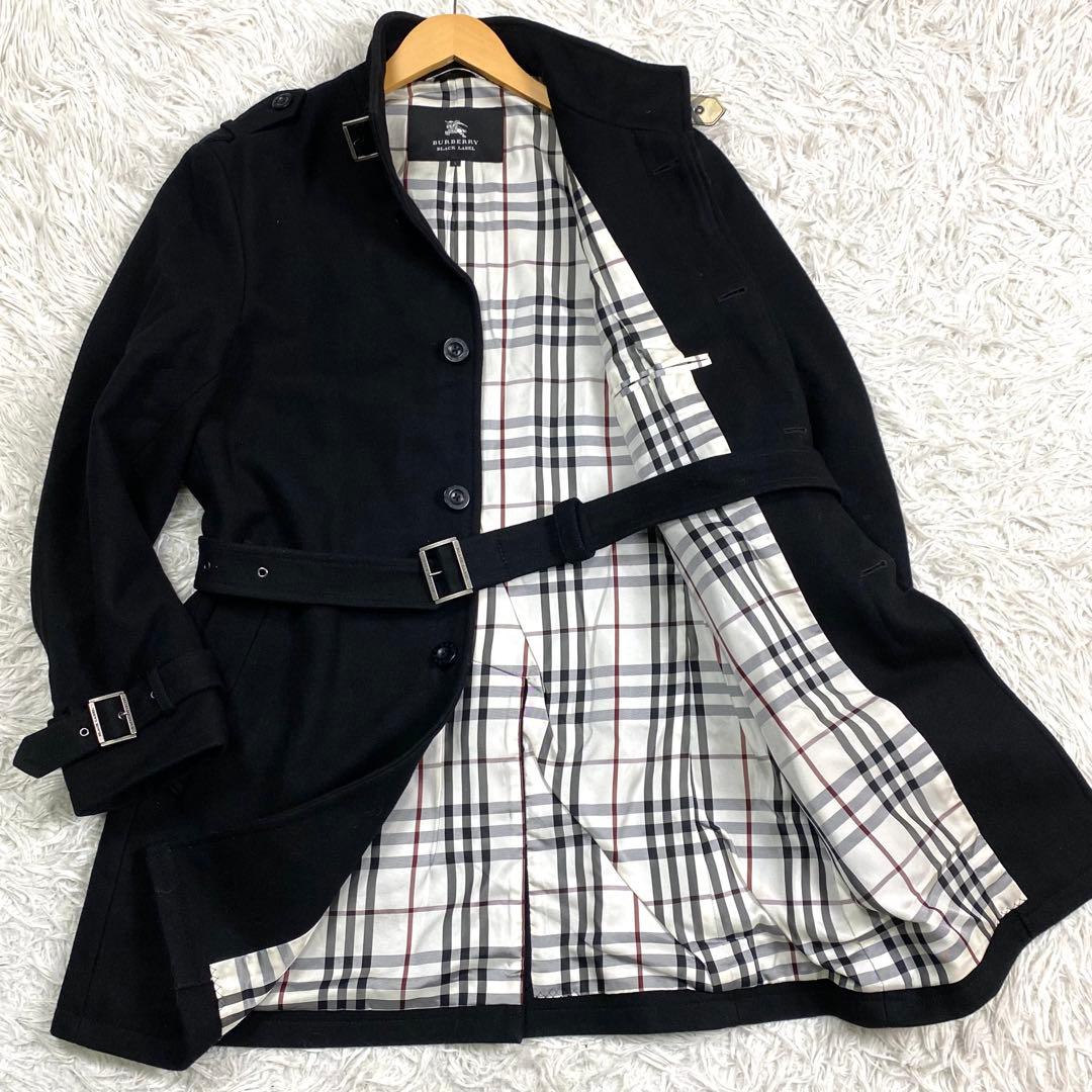 美品✨バーバリーブラックレーベル ステンカラーコート ノバチェック　黒　L