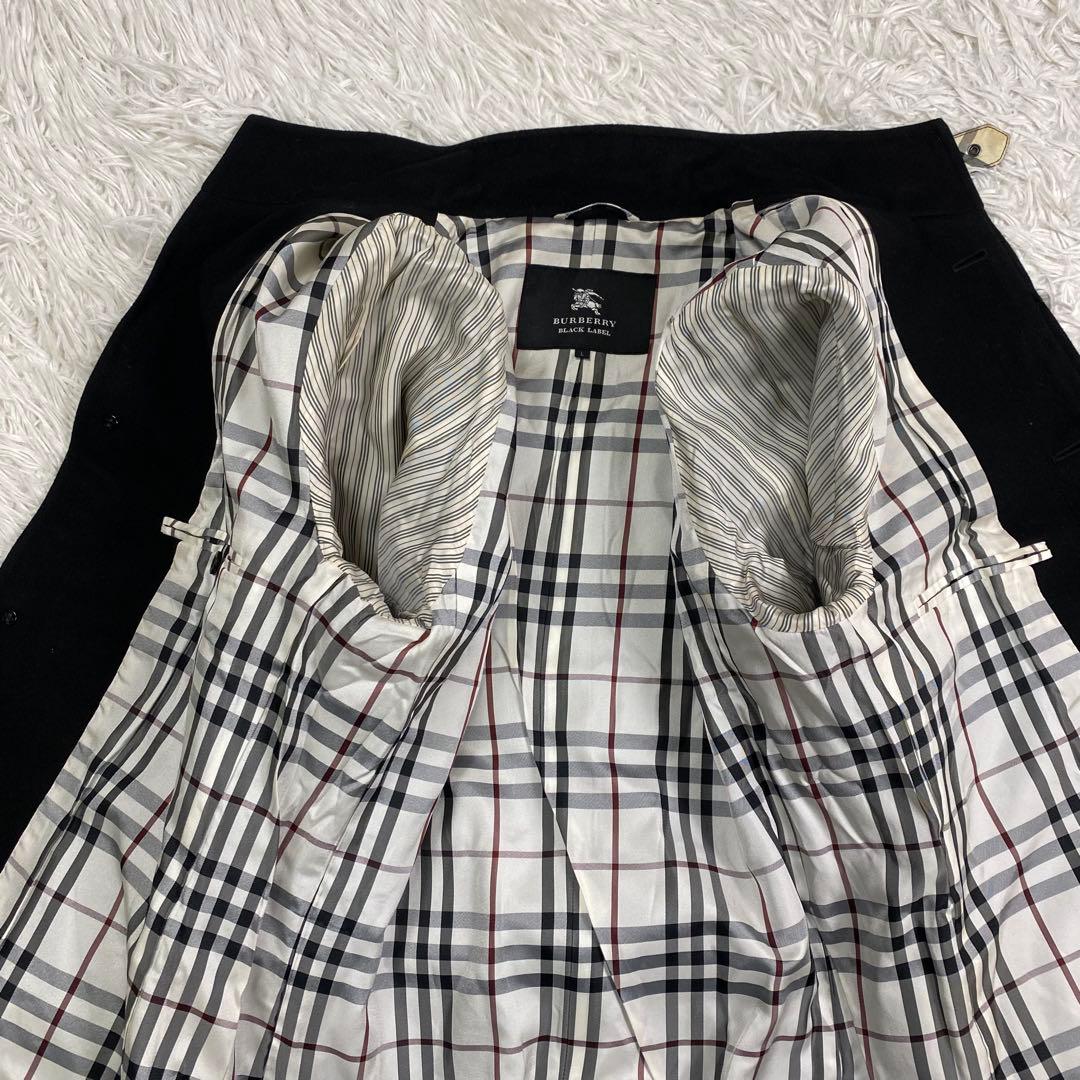美品✨バーバリーブラックレーベル ステンカラーコート ノバチェック　黒　L