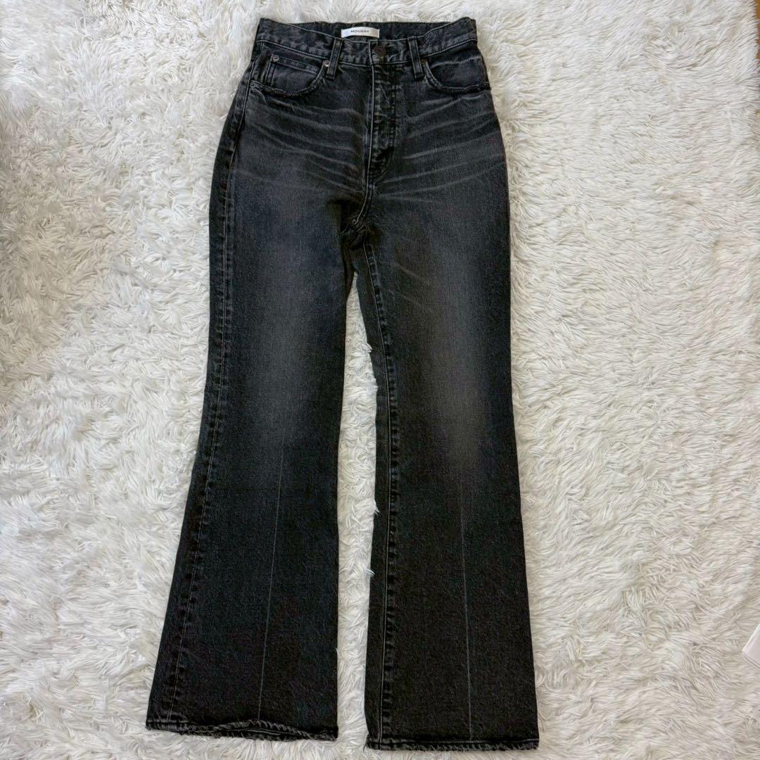 ✨極美品✨マウジー MVS FLAREブラック フレアデニム レザーパッチ 26
