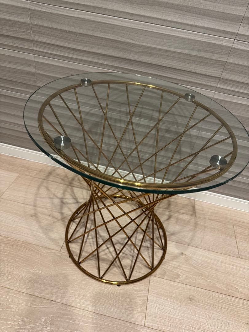【美品】Francfrancマリア サイドテーブル クリア×ゴールド