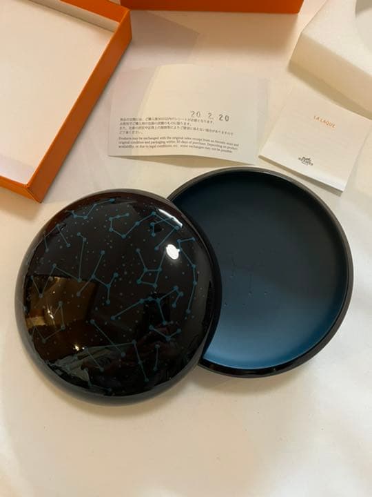 エルメス　小物入れ　丸形　木製　星座　12✖️5