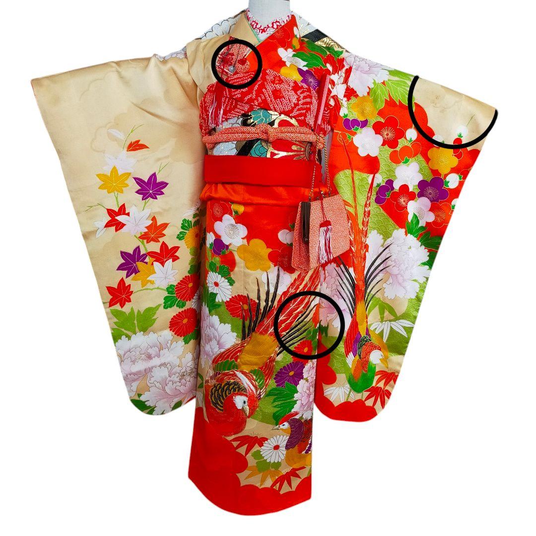 七五三 7歳 女の子 セット 着物 正絹 0723 金駒刺繍 刺繍 キンケイ