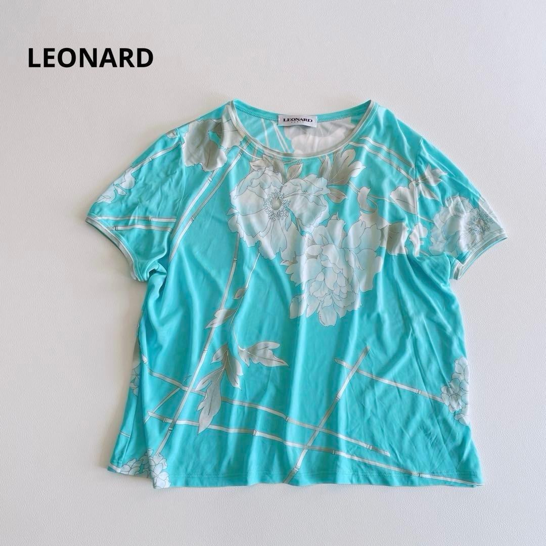 美品✨LEONARD レオナール トップス　半袖　ドルマン　レーヨン　花柄