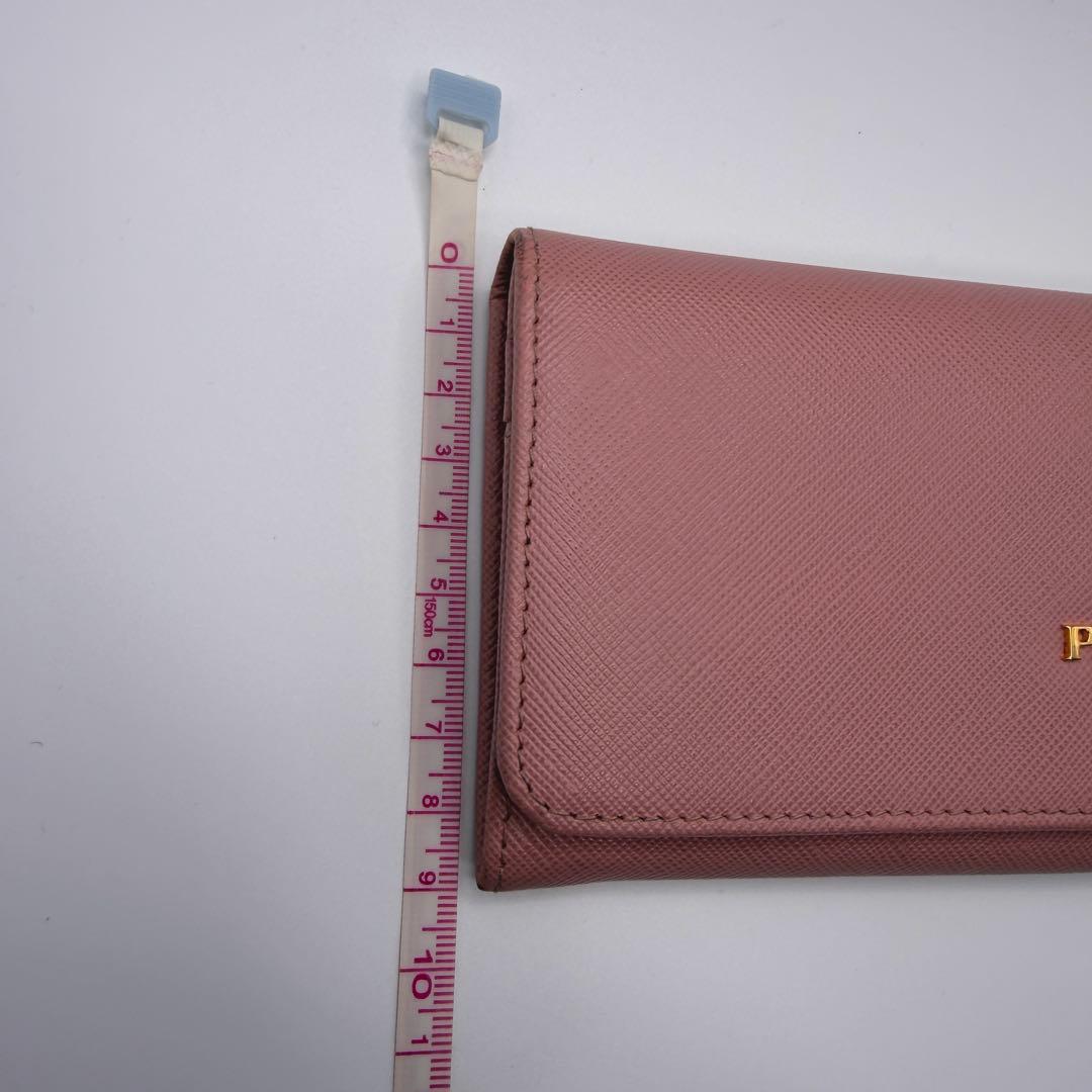 PRADA サフィアーノ 長財布 ピンク ゴールド金具 箱・カード付 メタル