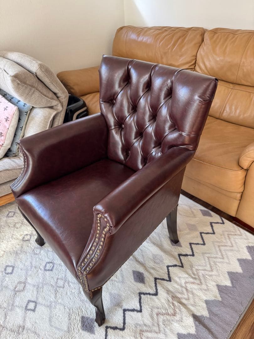 【英国ヴィンセントチェア】ラウンジチェア（ブラウン）アンティークテイスト