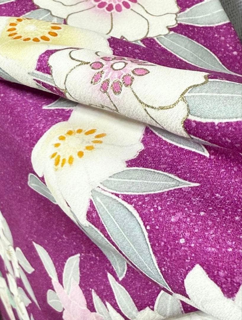 美品　正絹　振袖　単品販売　パープル　ピンク　157〜167cm