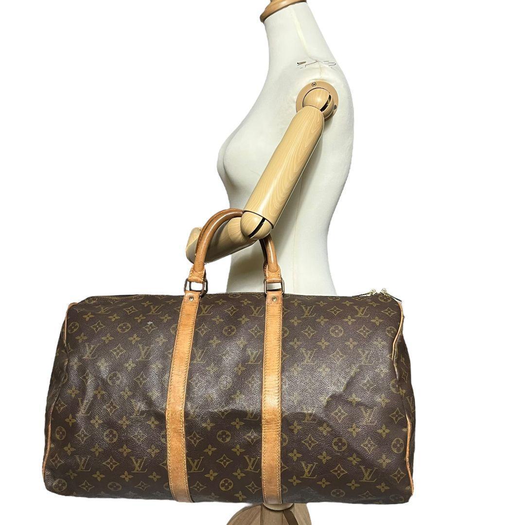 鑑定済　ルイヴィトン　キーポル50　モノグラム　ボストンバッグ　旅行用バッグ　茶