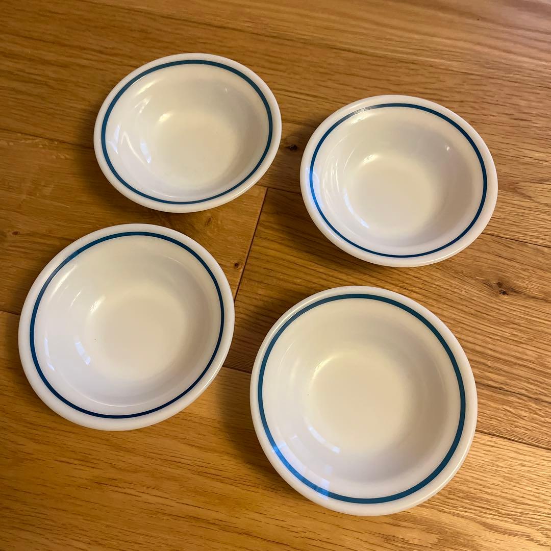 Pyrex vintage US NAVYブルーライン 小皿2皿3ボウル4セット