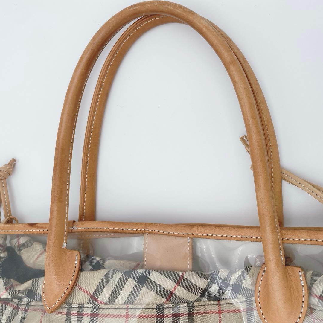 希少 BURBERRYブルーレーベル クリアトートバッグ ノバチェック ベージュ