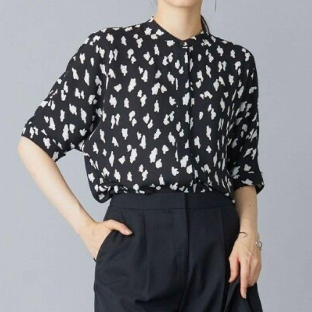 iCB Back Satin Amunzen バンドカラーブラウス UVケア