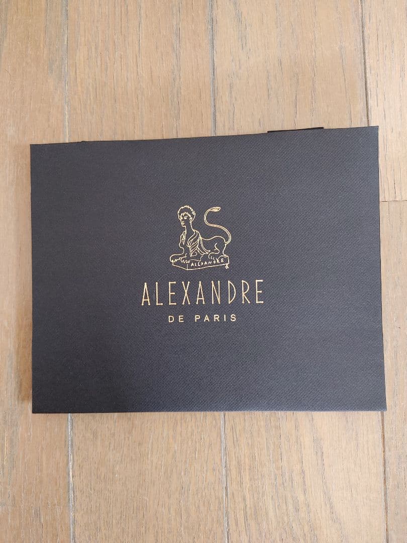 アレクサンドルドゥパリ パール付きバレッタ黒　8センチ