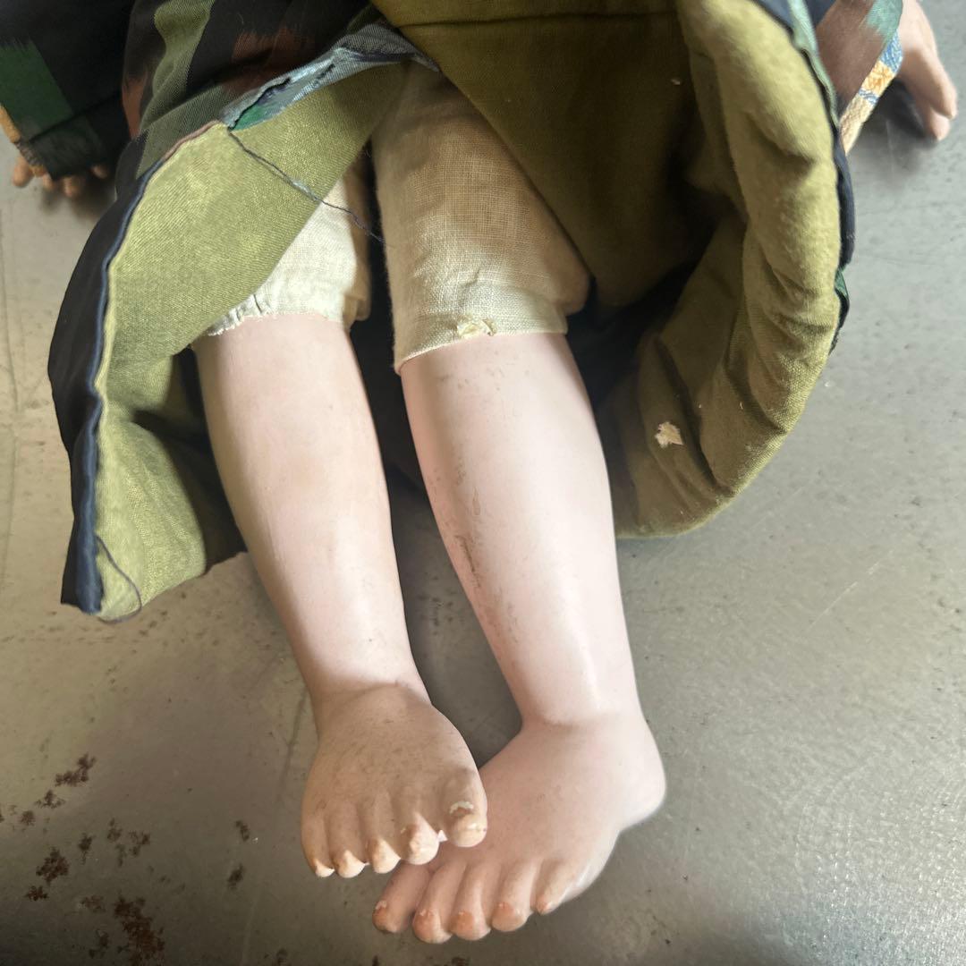 瞬間的お値下げ❣️ヴィンテージ　市松人形 男の子　黒と緑の模様