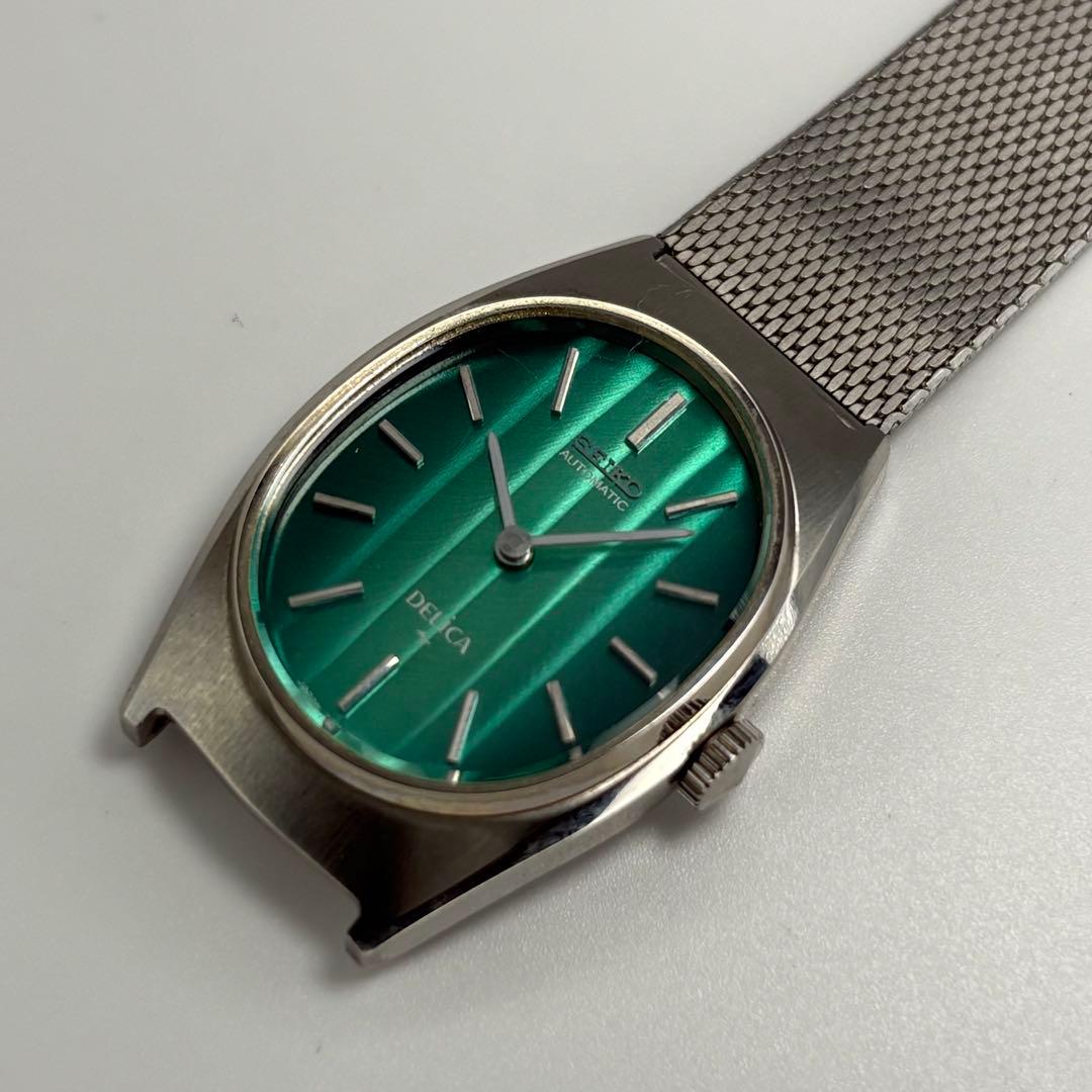 美品 SEIKO セイコー デリカ 1974年製 自動巻腕時計 エメラルド文字盤