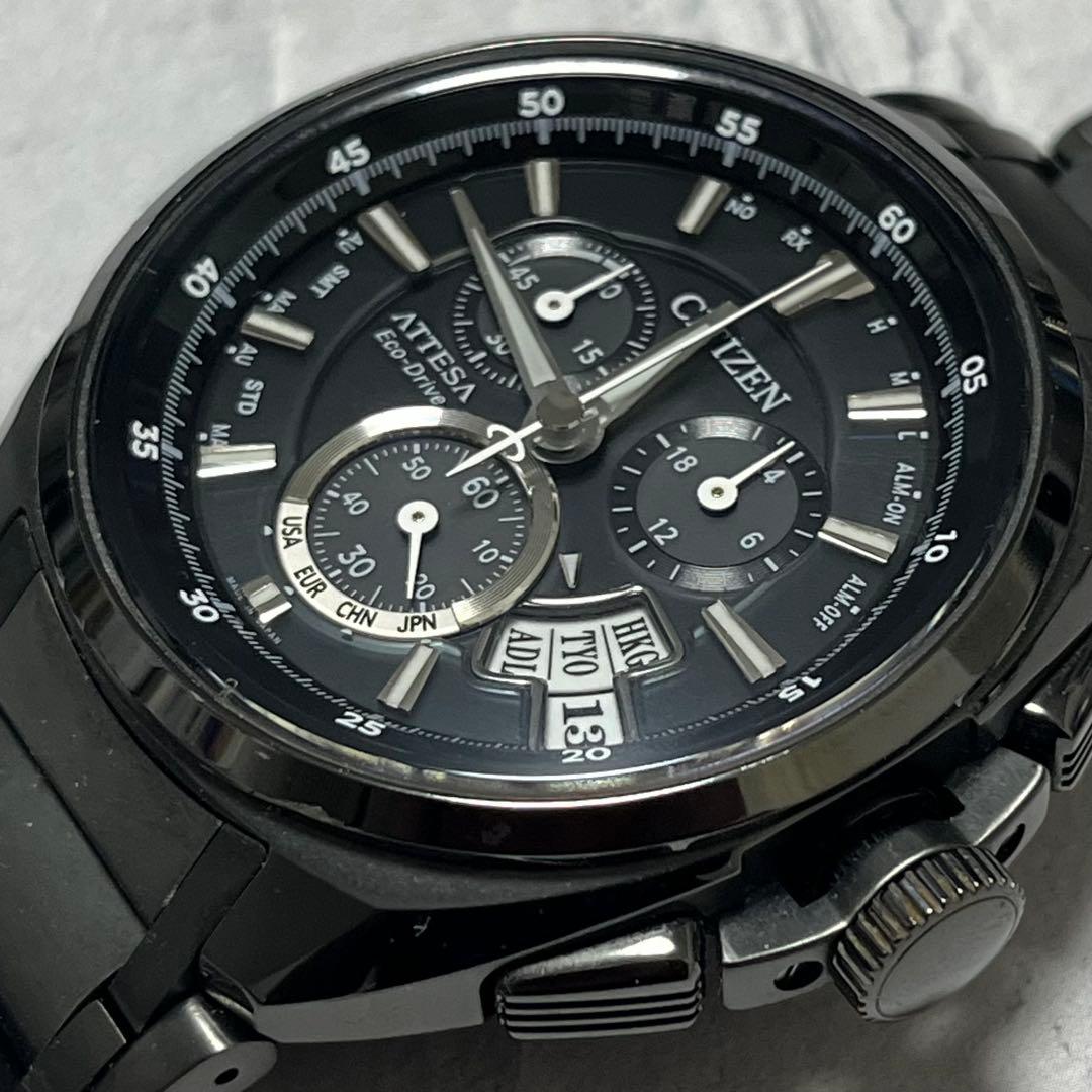 CITIZEN ATTESA エコドライブ ブラック腕時計　美品