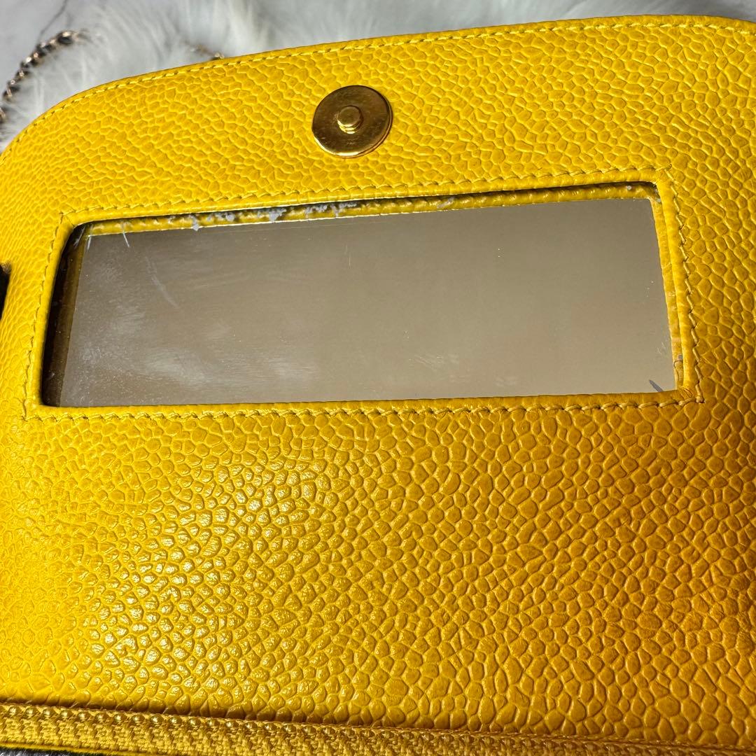 CHANEL シャネル　キャビアスキン　レザー　ポーチ　チェーン