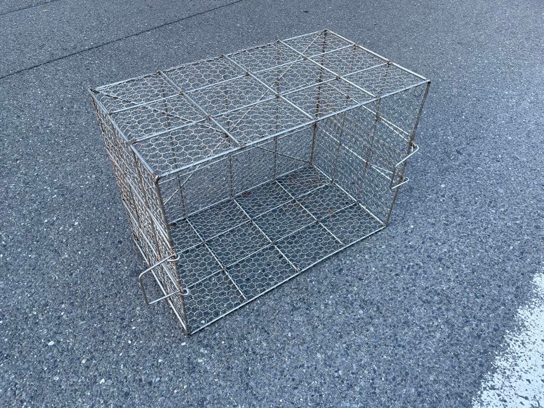 長方形　バスケット 約70cm x 49cm x 39cm ステンレス　亀甲金網
