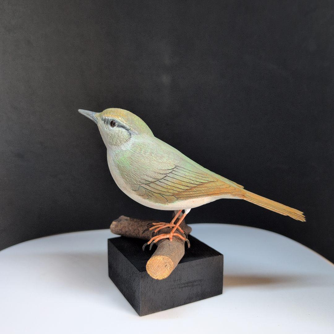 木製　ウグイス　 野鳥彫刻 　バードカービング　木彫りの野鳥