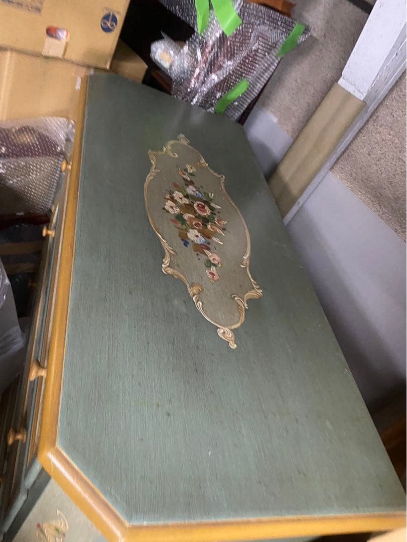 青色木製クラシックチェスト 4段