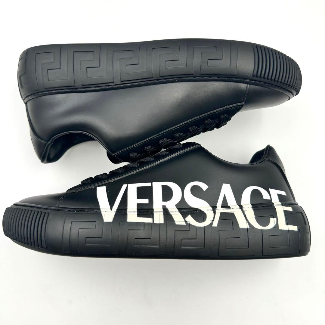 新品✨VERSACE ローカットスニーカー　レザー　ブラック　ロゴマーク